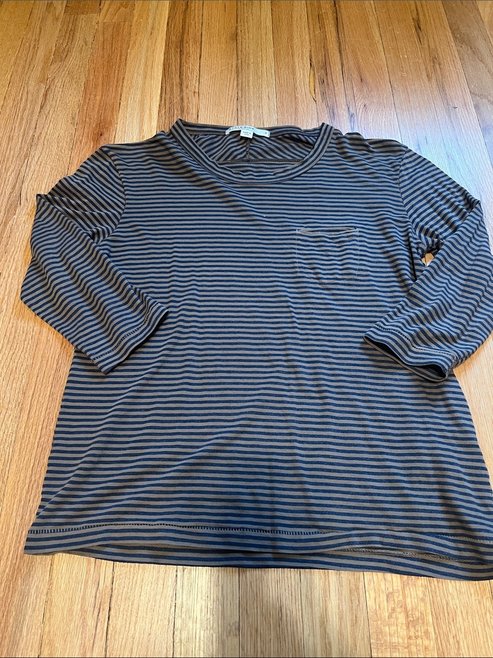 Stateside Navy and Brown Striped Long-Sleeve Tee